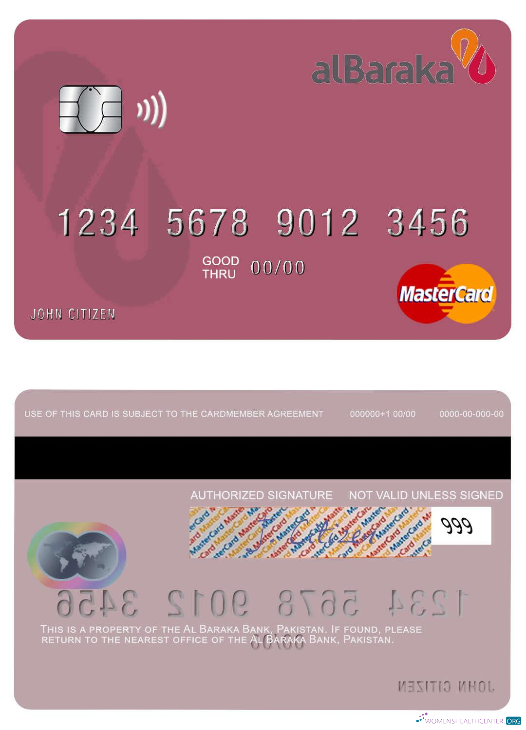 Download Pakistan Al Baraka Bank mastercard Photoshop template